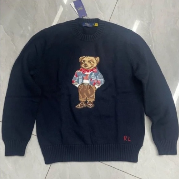 Polo Ralph Lauren Sweaters - Polo by Ralph Lauren Navy Sweater with Bear Motif